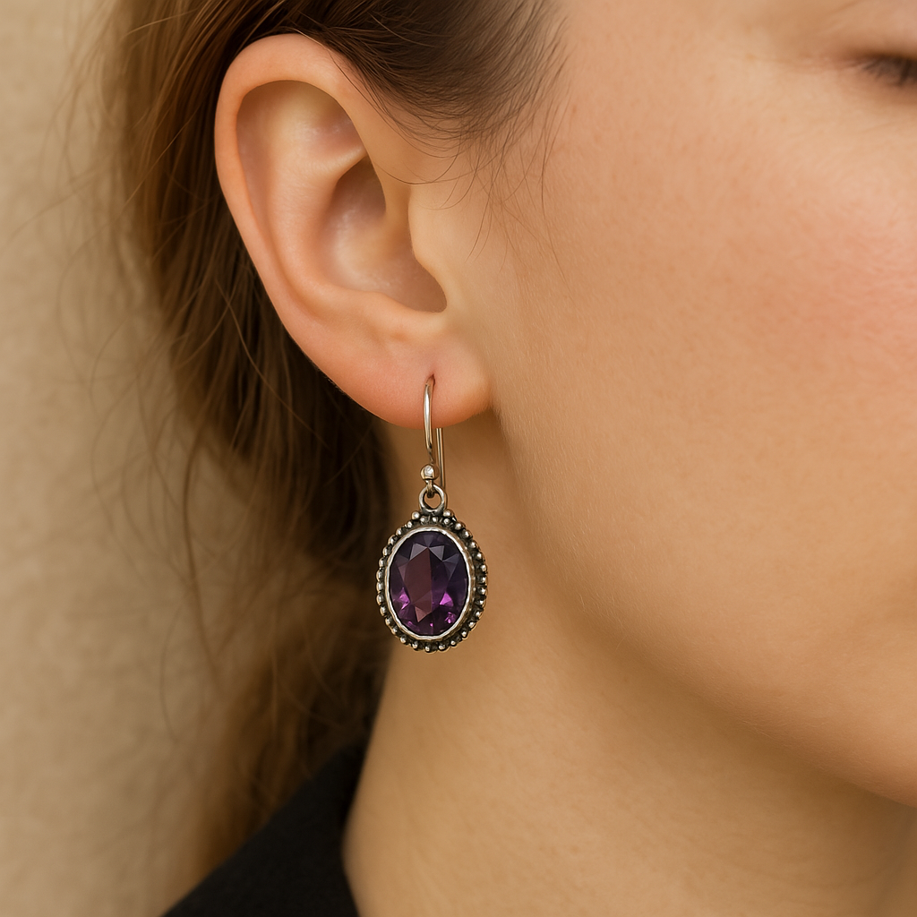 Boucle d'oreille Amethyste en Argent 925 KAARA