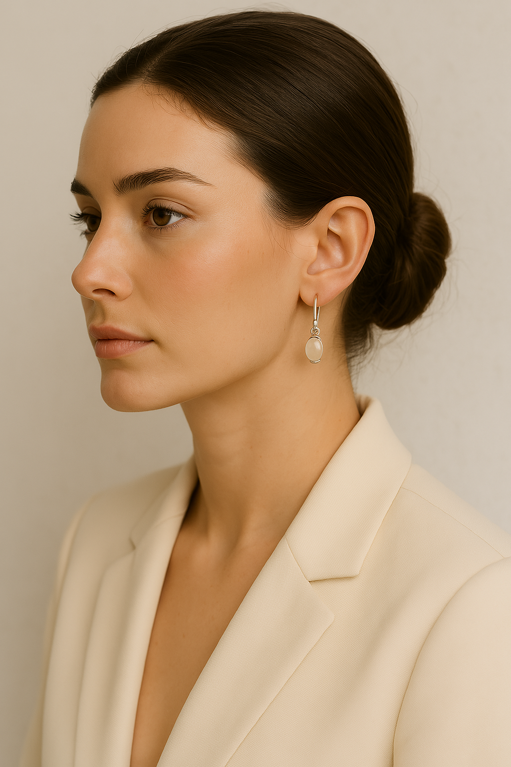 Boucle d'oreille Pierre de Lune en Argent 925 KAARA