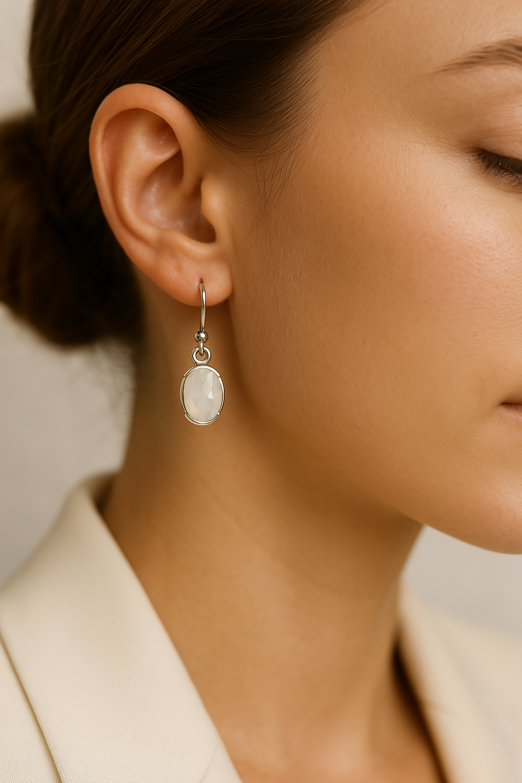 Boucle d'oreille Pierre de Lune en Argent 925 KAARA