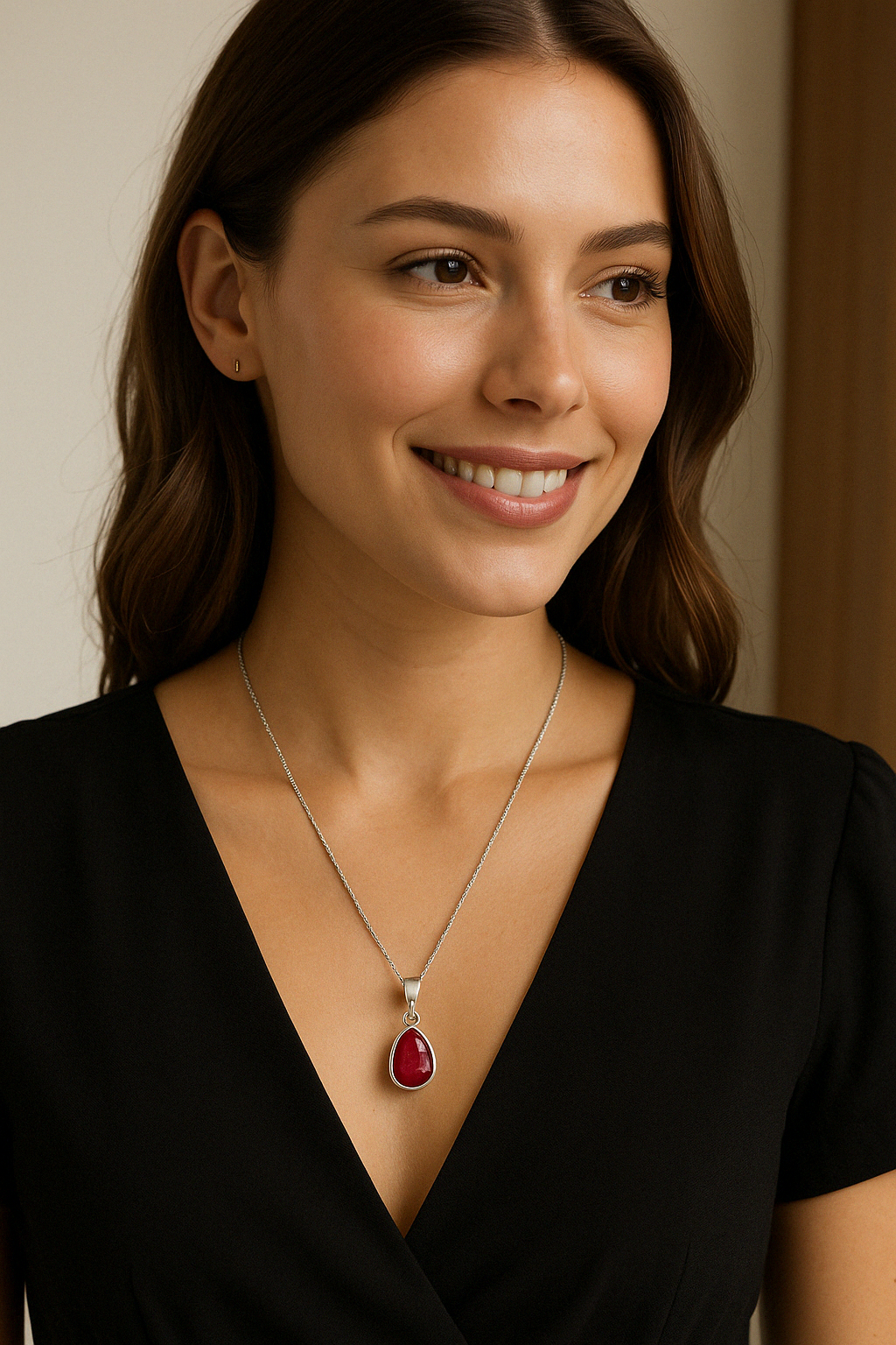 Pendentif Racine de Rubis en Argent 925 KAARA