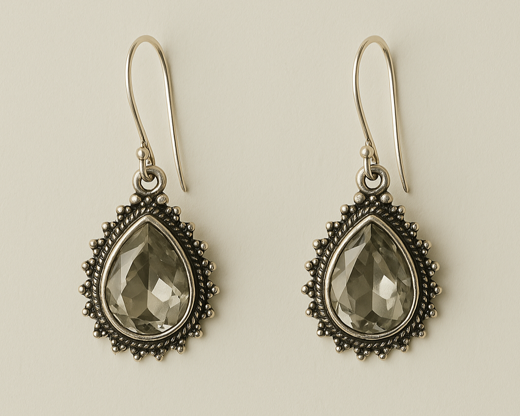 Boucle d'oreille Larme Amethyste Vert en Argent 925 KAARA