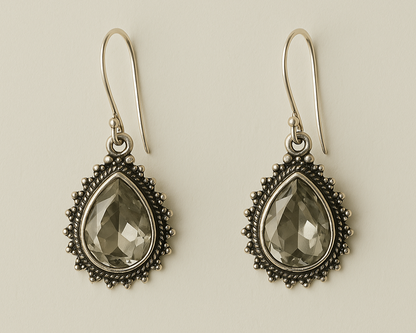 Boucle d'oreille Larme Amethyste Vert en Argent 925 KAARA