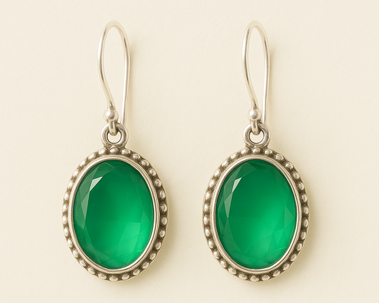 Boucle d'oreille Onyx Vert en Argent 925 KAARA